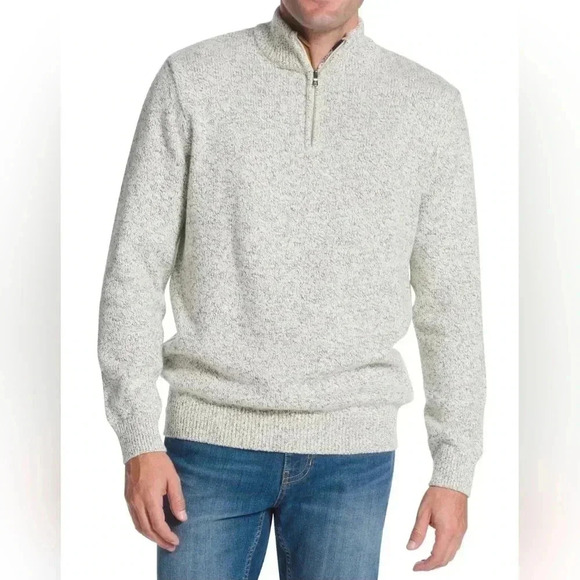Chaps Mens Long Sleeve Cotton Quarter Zip Mock Neck Sweater, size Large - Picture 1 of 8